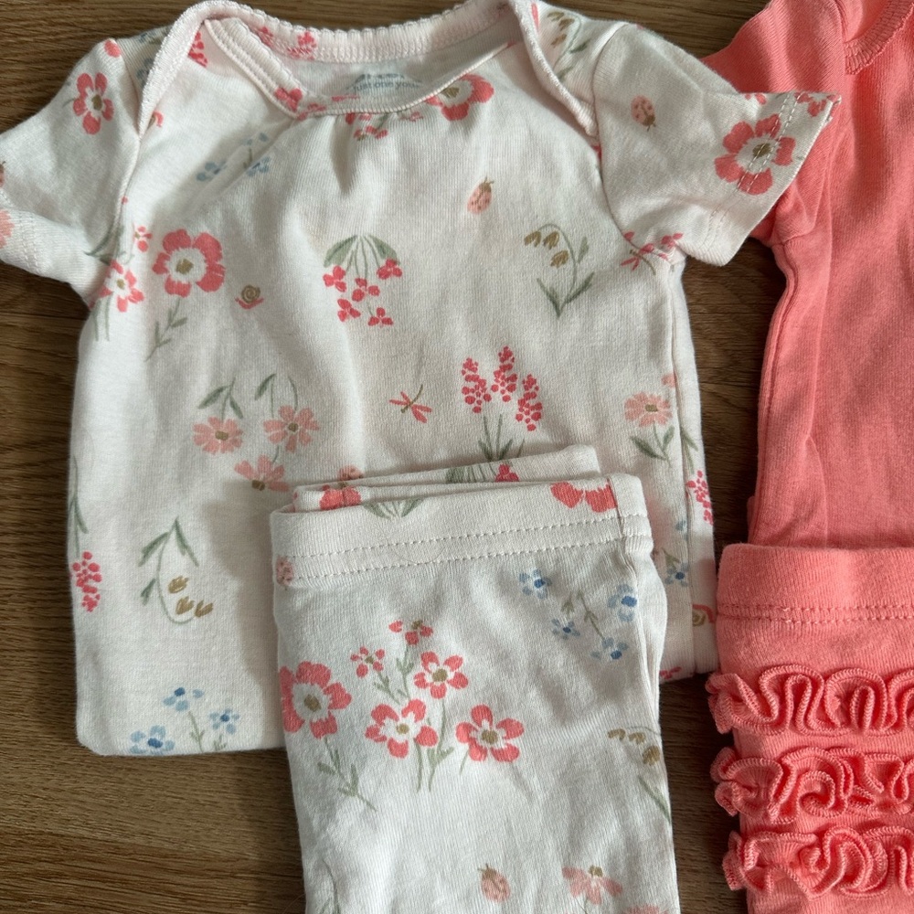 Carter's Pink and White Floral set - Picture 2 of 5